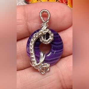 MINI Purple Wire-Wrapped DONUT Pendant